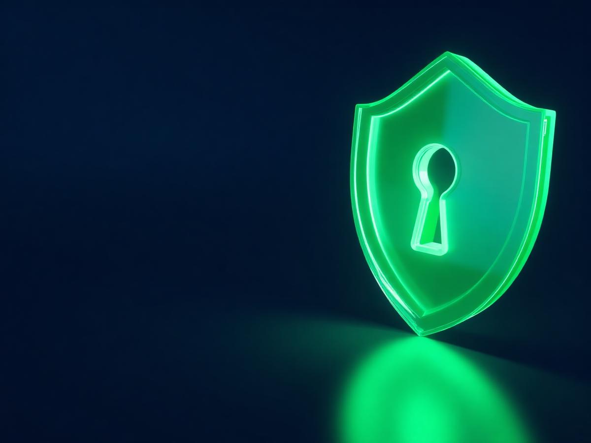 Illustration of an encrypted security shield protecting borrower data